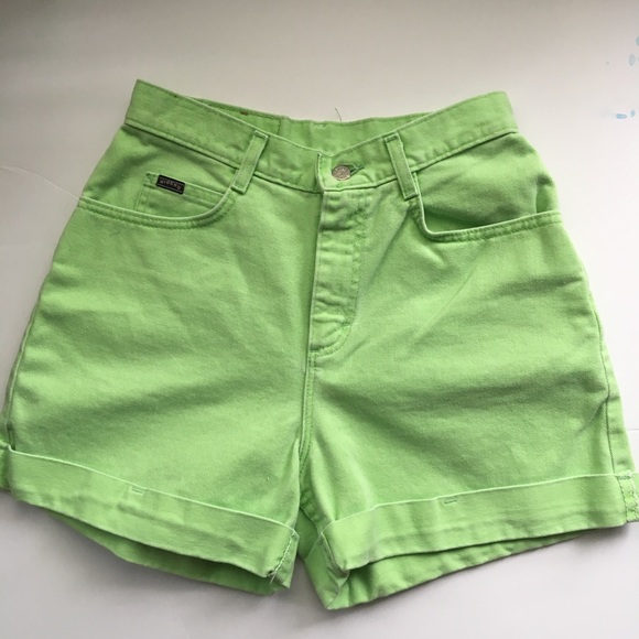 lime green high waisted shorts